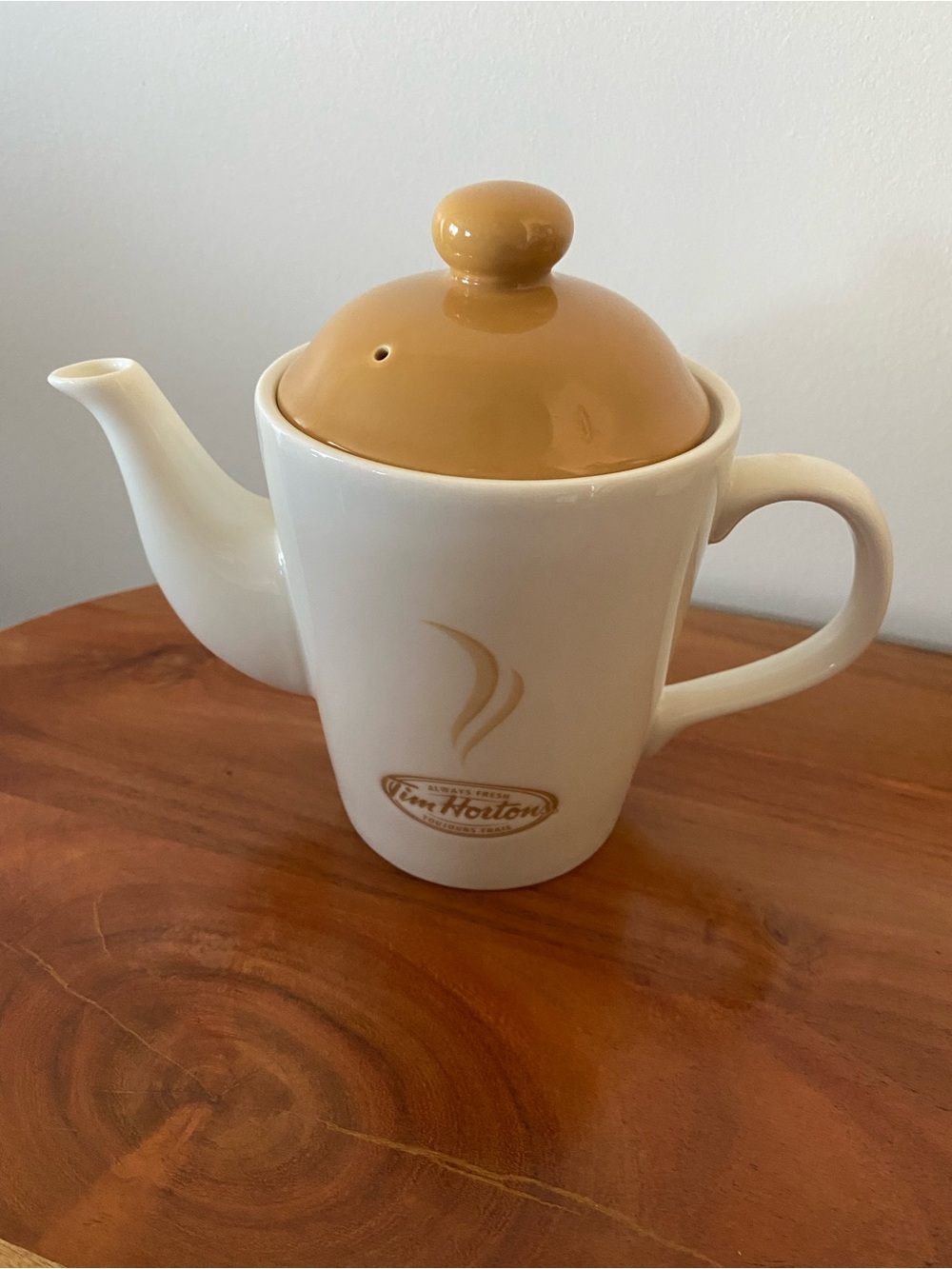 Tim Hortons Ceramic Teapot with Tan Lid